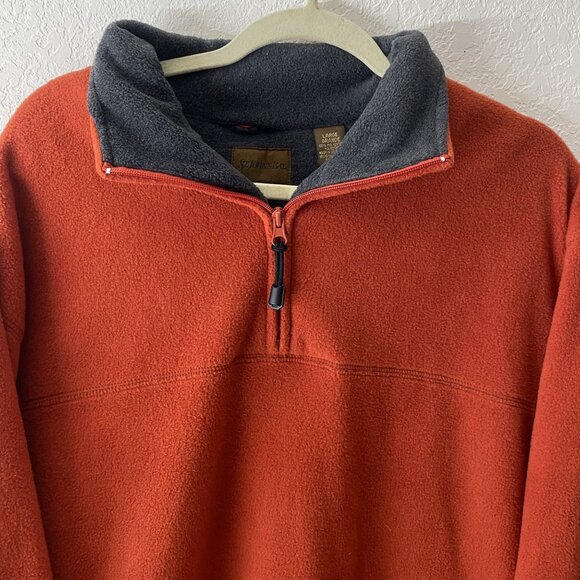 St. Johns Bay Fleece Pullover Sweater Mens Large Rust Orange Half Zip & Stand Co - Picture 3 of 11
